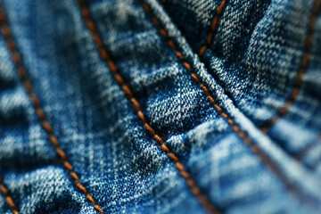 Jeans denim texture close up , focus only one point , soft blured background wallpaper