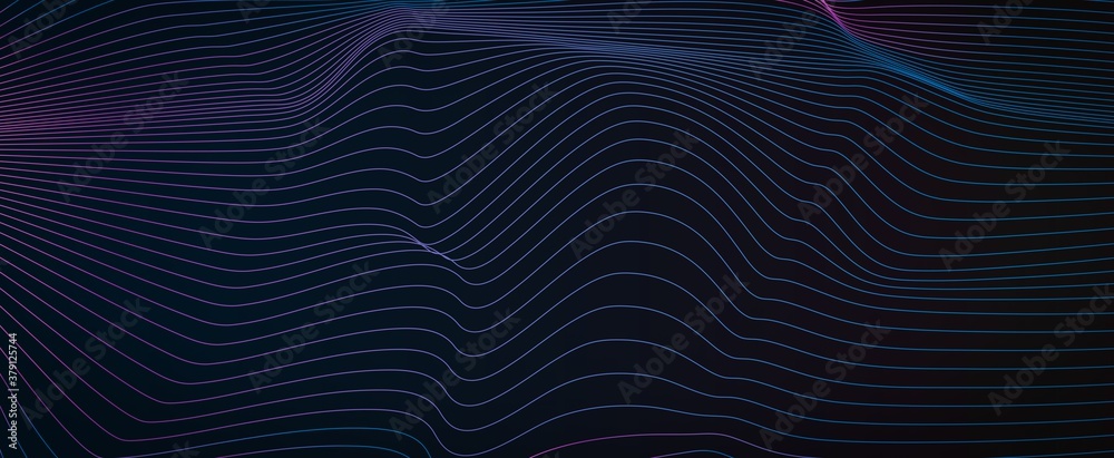 Aufkleber abstract technology background with waved tech lines, creative website banner template