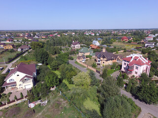Aerial view of the saburb landscape (drone image). Near Kiev
