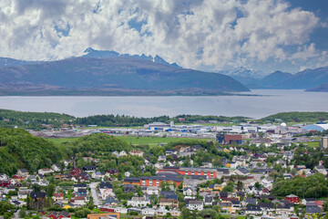 Fototapeta na wymiar View of Bodoe town in Nordland county