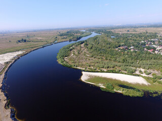 Fototapeta premium Aerial view of the saburb landscape (drone image). Near Kiev 