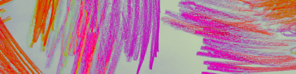 Charcoal Painting. Multicolor Curve Template. Abstract Illustration. Indigo and Pink Crayon Sketch. 