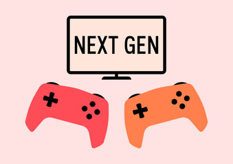 Next gen Video game controller icon. Gamepad and tv vector illustration