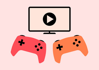 Video game controller icon. Gamepad and tv vector illustration