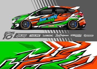 Car wrap design. Abstract stripe racing background designs for wrap cargo van, race car, pickup truck, adventure vehicle. Eps 10