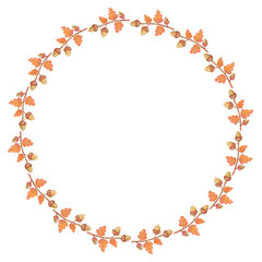 Autumn Frame Illustration - frame made of  Acorn tree