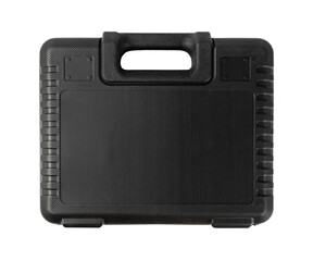 Black plastic suitcase or tool box isolated