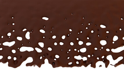Flowing surface of melted chocolate. Chocolate background. 3d rendering illustration. High resolution.