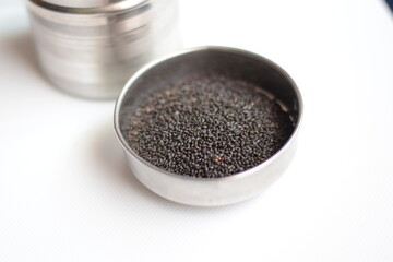 Basil seeds commonly known as Sabja in India.. Basil seeds are good in fibre especially soluble fibres like pectin & good source of Iron - calcium. Usually used as a garnish for Rose Drink and Falooda