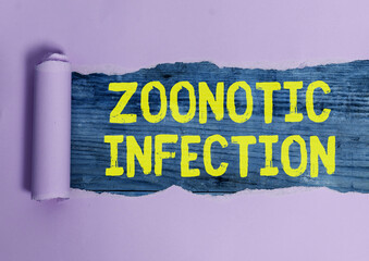 Writing note showing Zoonotic Infection. Business concept for communicable disease transmitted by a...