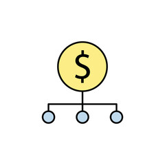 network, connection, dollar icon. Element of finance illustration. Signs and symbols icon can be used for web, logo, mobile app, UI, UX