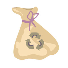 Reusable grocery eco bag  isolated from white background. Zero Waste (Say no to plastic). No plastic bag pollution concept. Reusable eco bag. Fabric eco bags with handles