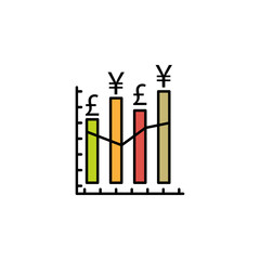 chart, graph, pound, yuan icon. Element of finance illustration. Signs and symbols icon can be used for web, logo, mobile app, UI, UX