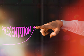 Text sign showing Presentation. Business photo text act, power, or privilege especially of a patron...