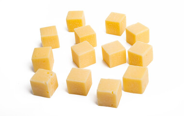cheese cubes isolated