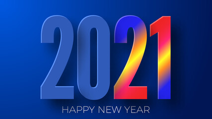 Happy New Year 2021 colorful background. Greeting card design. Vector illustration.