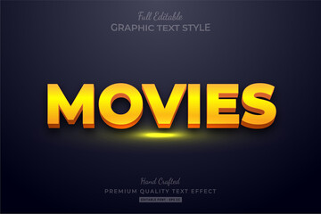 Yellow Movies Editable Text Style Effect Premium