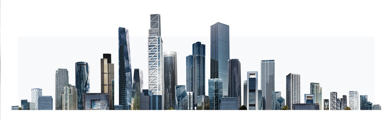 Modern City illustration at white with space for text. Success in business, international...