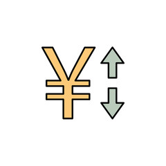 Obraz premium yuan, arrow, up, down icon. Element of finance illustration. Signs and symbols icon can be used for web, logo, mobile app, UI, UX