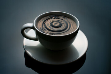 drop and splash in a cup of coffee.
