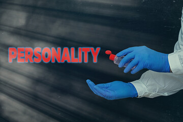 Conceptual hand writing showing Personality. Concept meaning the condition or fact of relating to a...