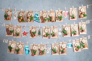 Creative Advent Calendar for Christmas as countdown to Christmas Eve