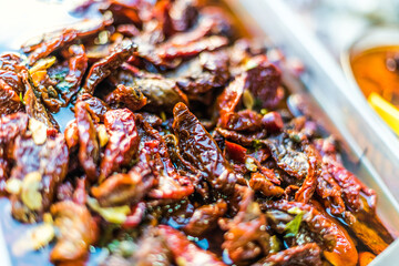 Sun-dried tomato on the italian street stall