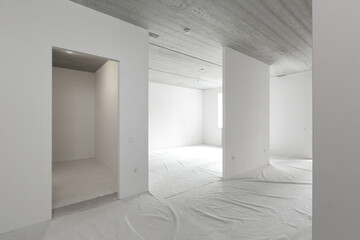 interior of the apartment without decoration in white colors