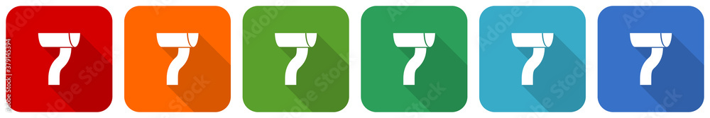 Poster Gutter icon set, flat design vector illustration in 6 colors options for webdesign and mobile applications