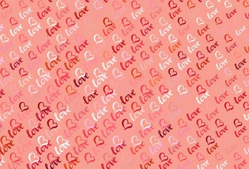 Light Red vector pattern with colorful hearts.