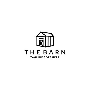 Illustration barn building house Vintage farm logo design farm cow cattle