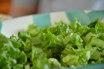 A typical green salad served on a bowl.