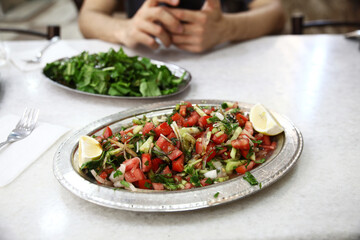 salad with tomato and lemon