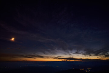 Starry sky from the top of Mount Grappa in Italy while looking for Neowise comet