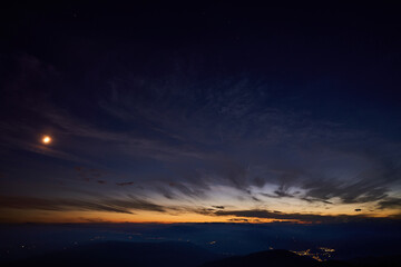 Fototapeta premium Starry sky from the top of Mount Grappa in Italy while looking for Neowise comet