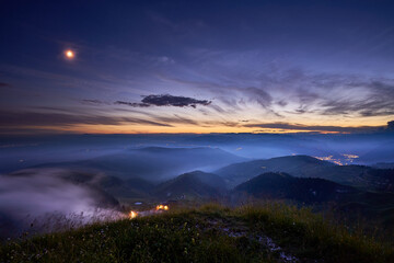 Starry sky from the top of Mount Grappa in Italy while looking for Neowise comet