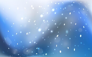 Light BLUE vector layout with bright snowflakes. Blurred decorative design in xmas style with snow. New year design for your ad, poster, banner.