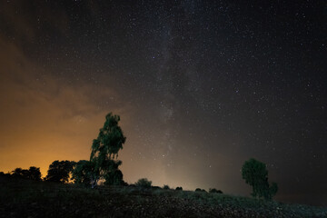 Night landscape near Gabriel and Galan. Extremadura. Spain.
