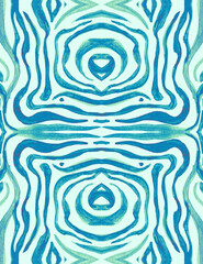 Fototapeta na wymiar Watercolor Zebra Wallpaper. Blue Wildlife 