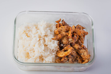 Fried Garlic and Pepper Chicken with Rice