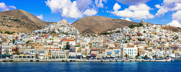 beautiful islands of Greece - Syros, view of Ermoupoli city. Cyclades