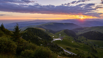 a sunset view from the top of mount grappa in Italy