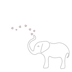 Elephant love hearts background design, vector illustration