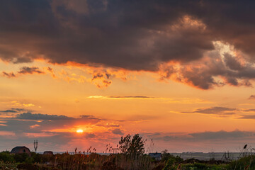 Beautiful sunset over the countryside.