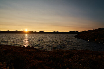 Mountain landscape from Vats, Hallingdal. Shot in the autumn at sunset.
