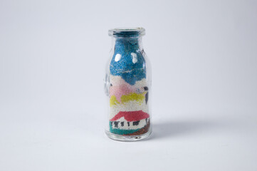 Sand bottle with white background