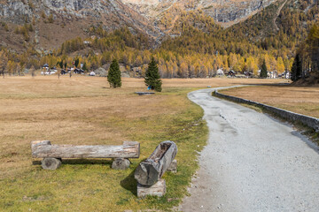 The colours of autumn at the Alpe Devero, little village in the mountains