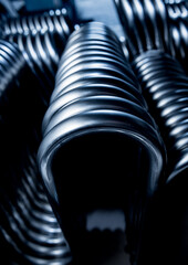 Abstract industrial background of metal pipes construction.