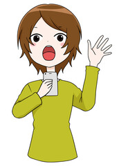 スマホを見て驚いたような笑顔になる女性