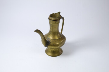 Golden lamp genie. Old object with white background